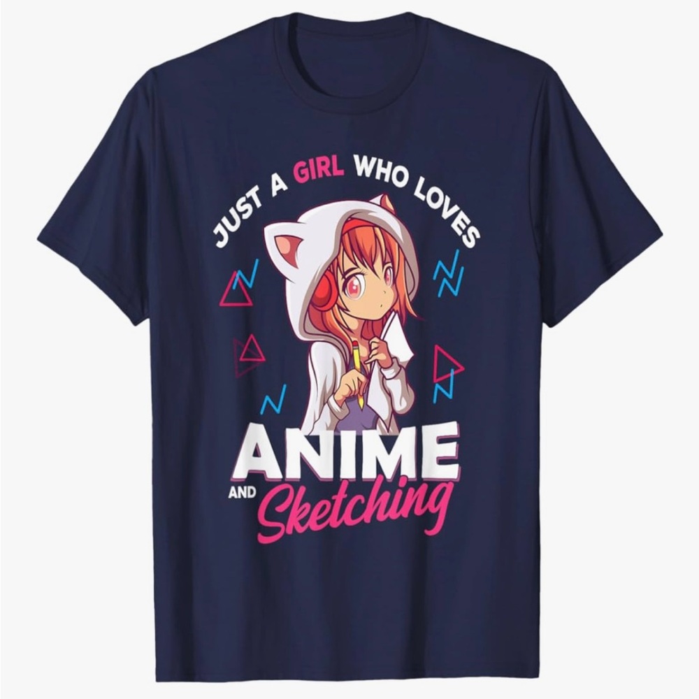 Anime Sketching Graphic T-Shirt - Small - NWOT